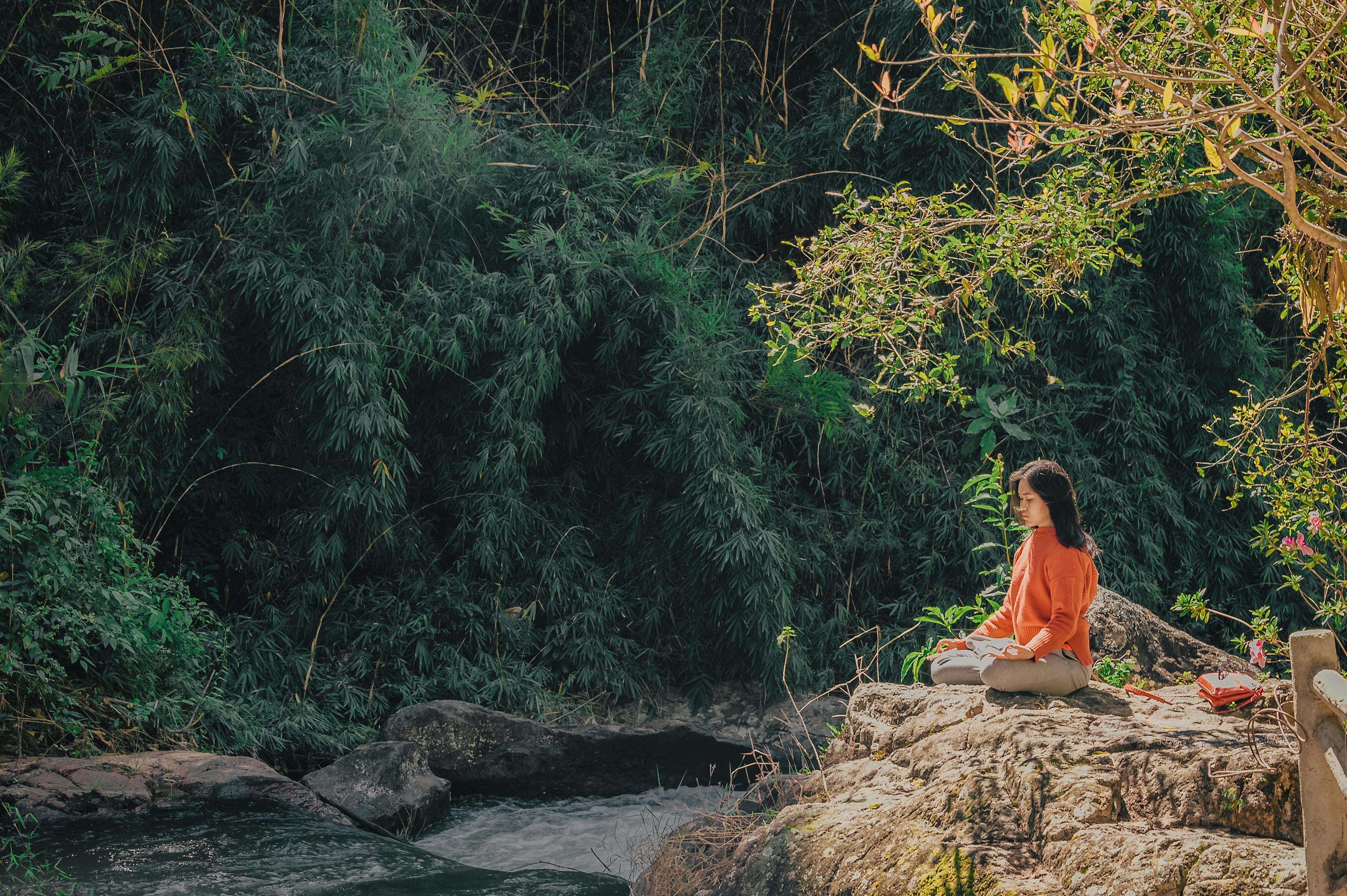 Relaxed woman -yogini ready to troubleshoot eSIM issues